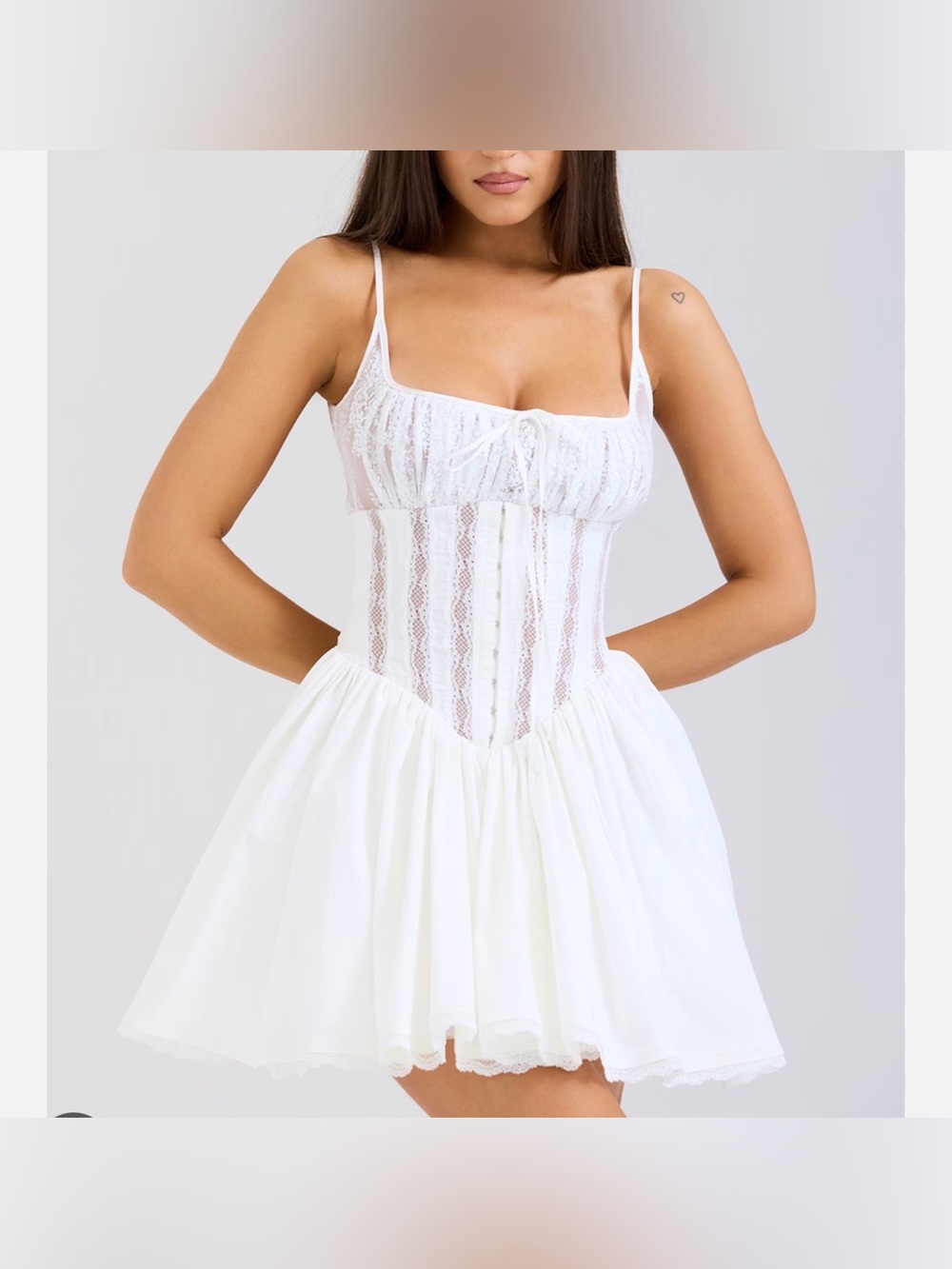 House of CB corset mini white dress